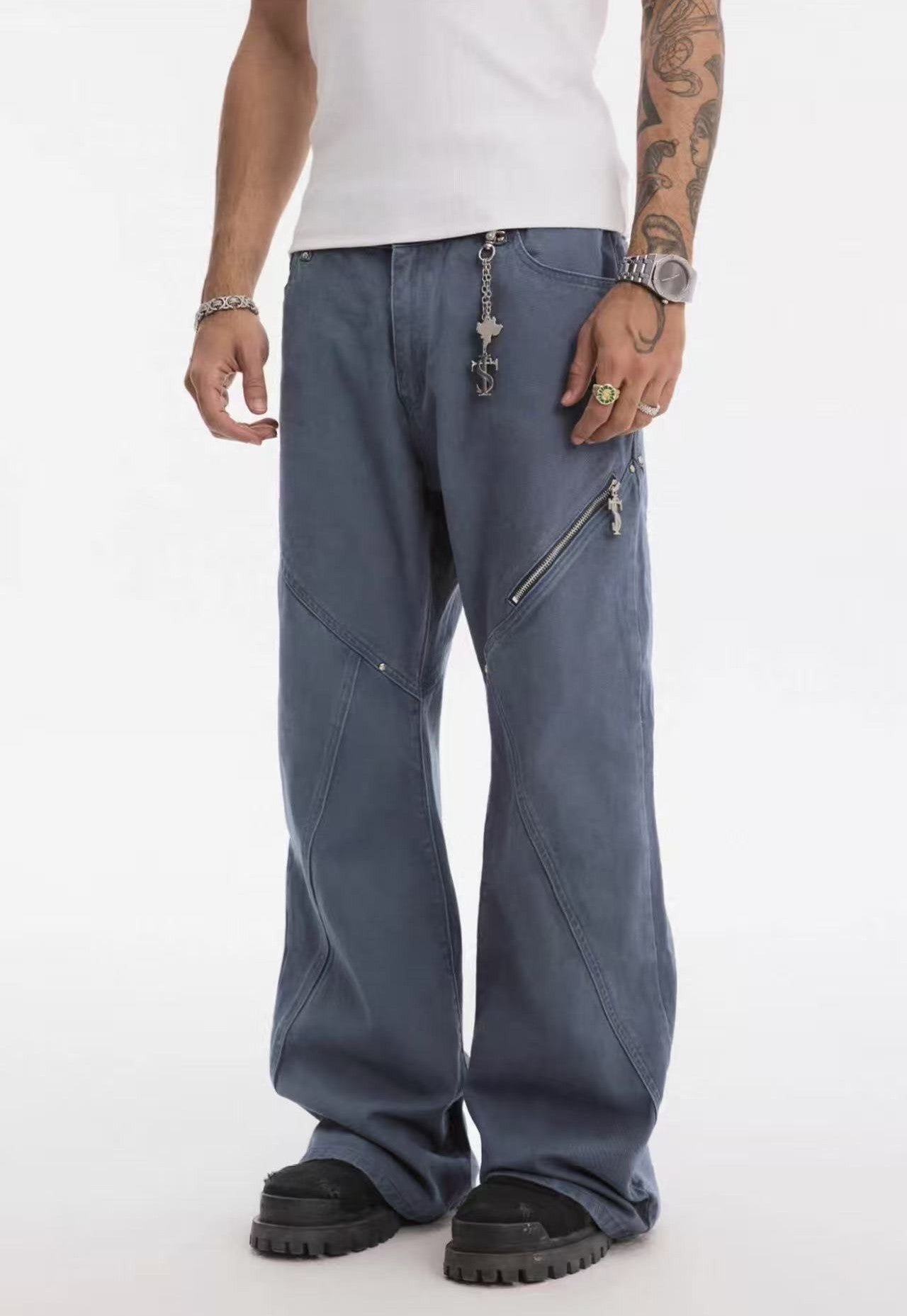 STK Vintage Waterwashed Curved Blade Flared Jeans