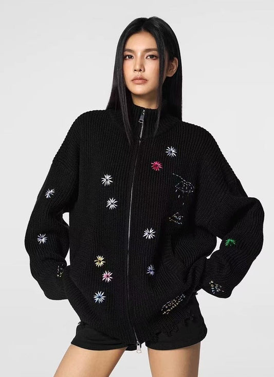 ACHOCK Vintage Floral Embroidered Sweater