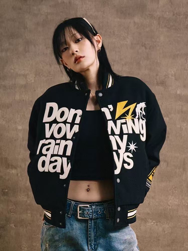 REMEDY Lightning Pledge Embroidered Letter Jacket