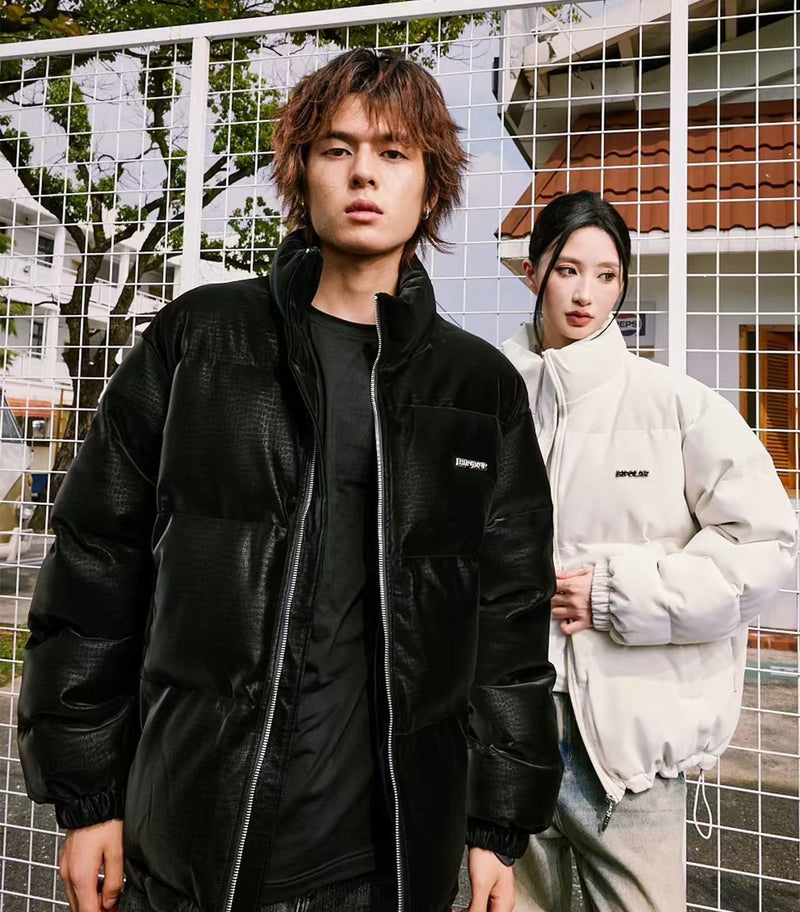 BIPOLAR Crocodile Pattern Metal Logo Cotton Jacket