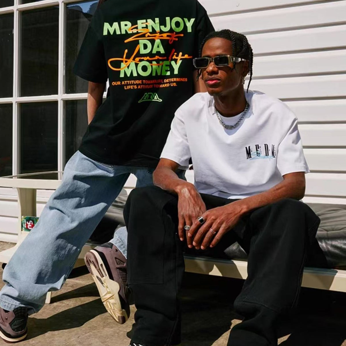 MEDM Summer Graffiti Letter Print Short Sleeve T-Shirt