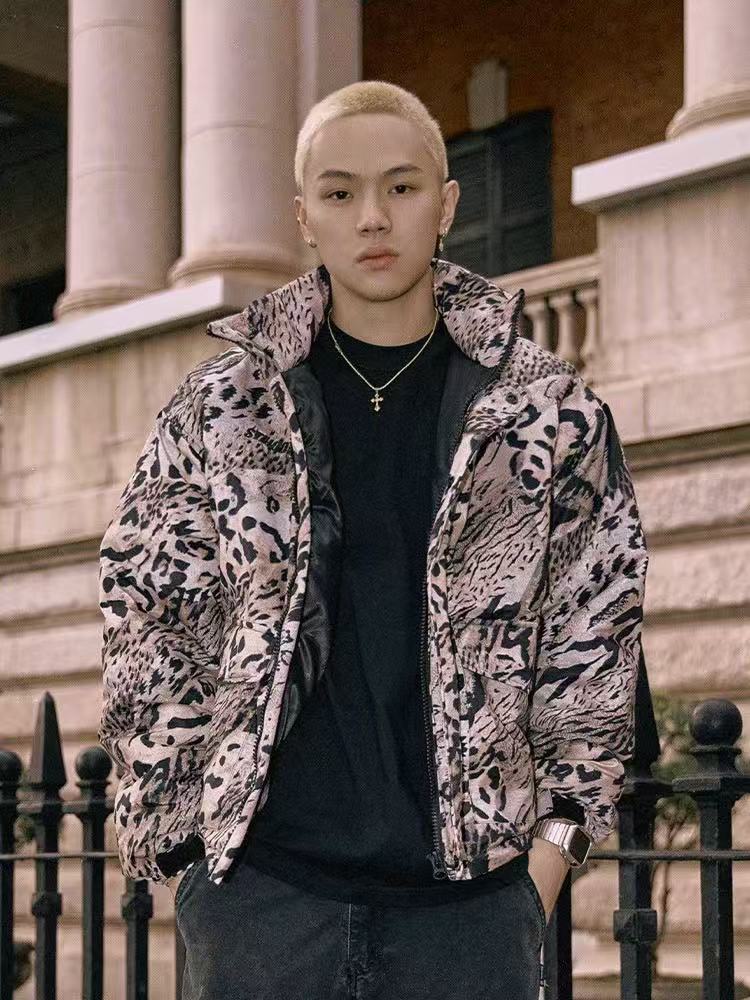 REMEDYxSTA Leopard Print Hooded Cotton Coat