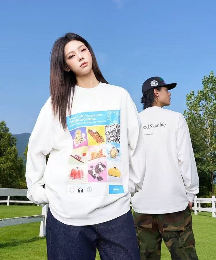 AFGK "Fast food and slow life" Washed long-sleeved T-shirt