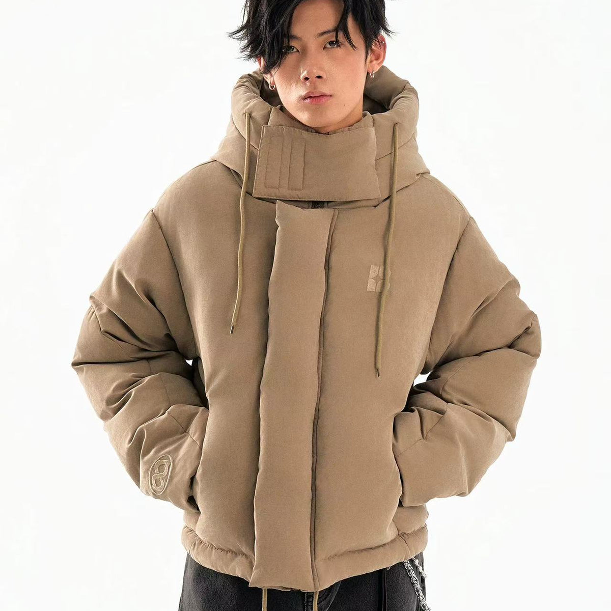 BIPOLAR Textured Suede Embroidered Thickened Ski Jacket