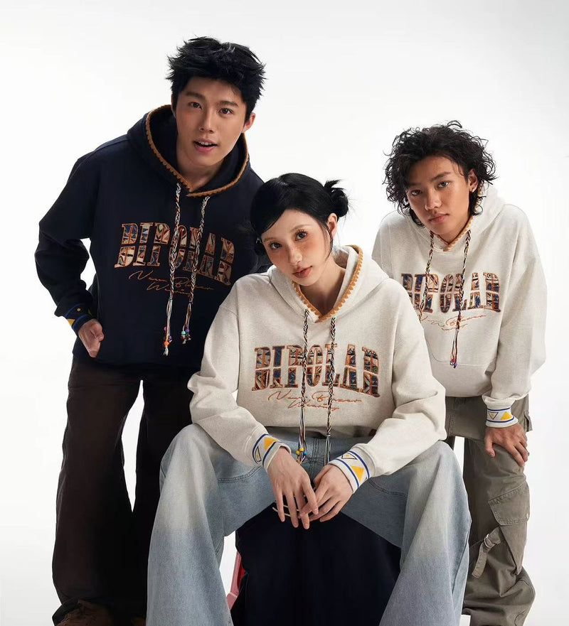 BIPOLAR Ethnic Style Patchwork Embroidery Hoodie