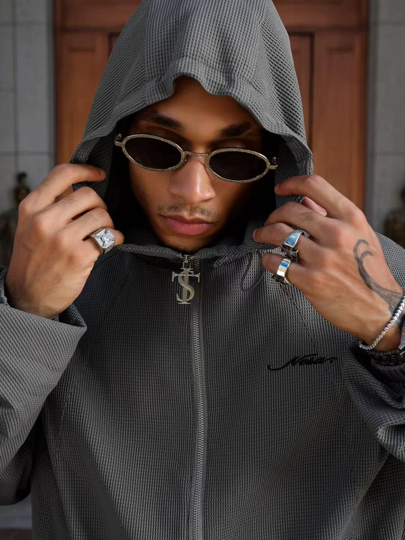 STK Vintage Ruched Split Hooded Jacket