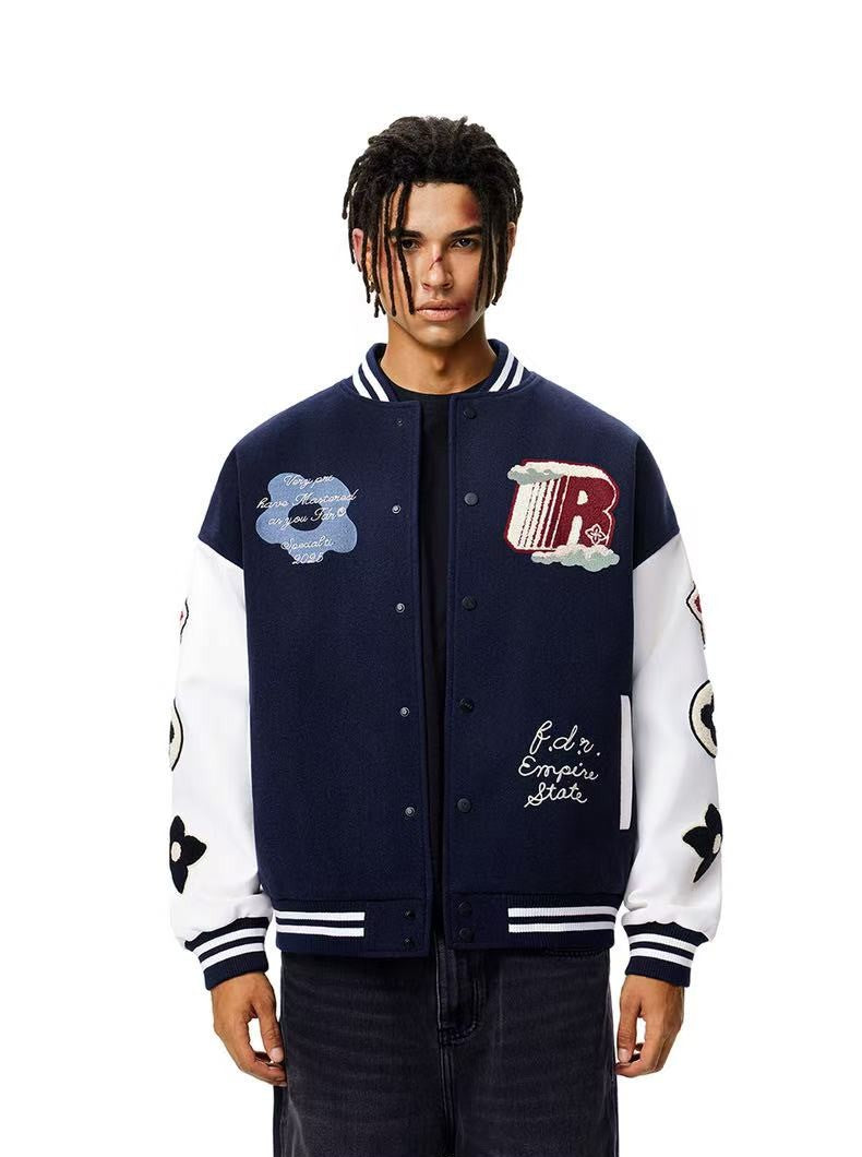 FDR R Logo Cloud Towel Embroidered Varrsity Jacket