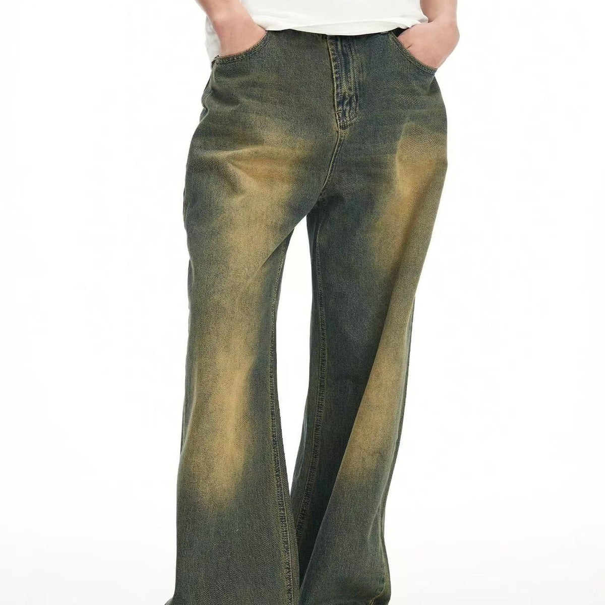 BIPOLAR  Distressed Straight Floor-length Trousers