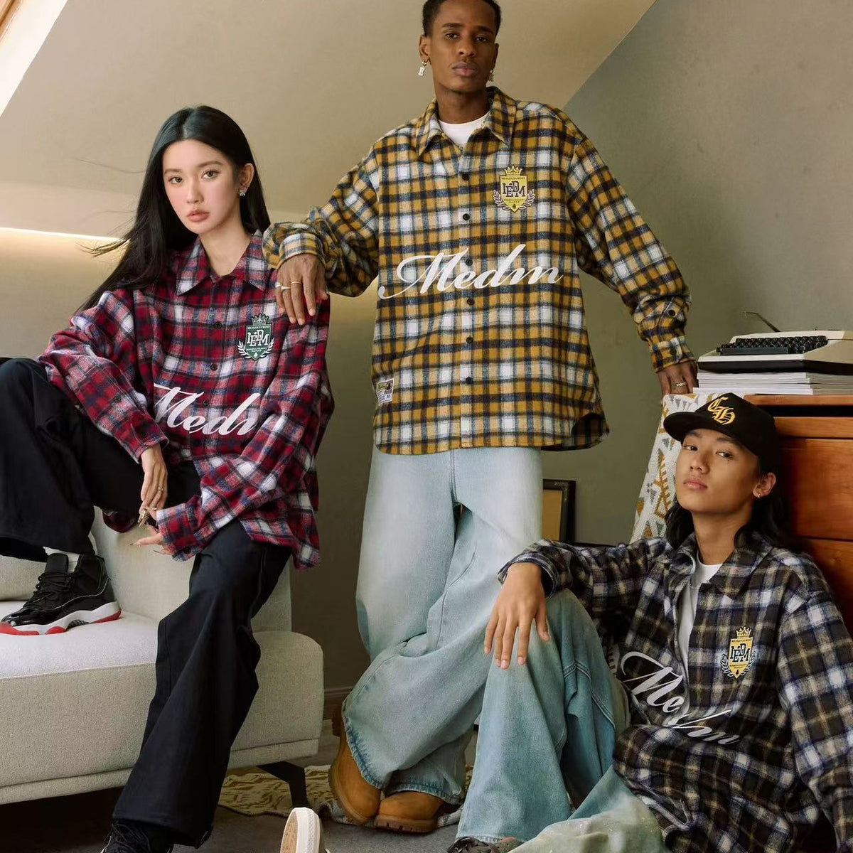 MEDM Plaid Long-sleeve T-Shirt