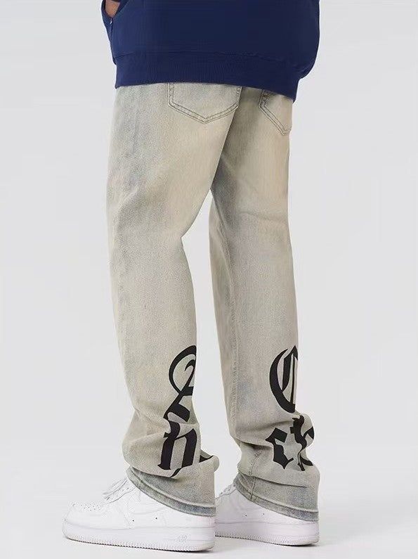 ACHOCK Street Gothic Logo Print Yellow Mud Jeans