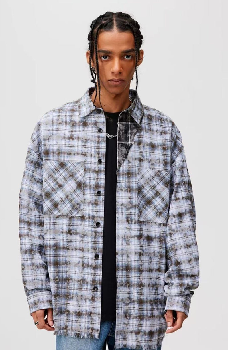 ATRY Distressed Patchwork Long-sleeved Shirt