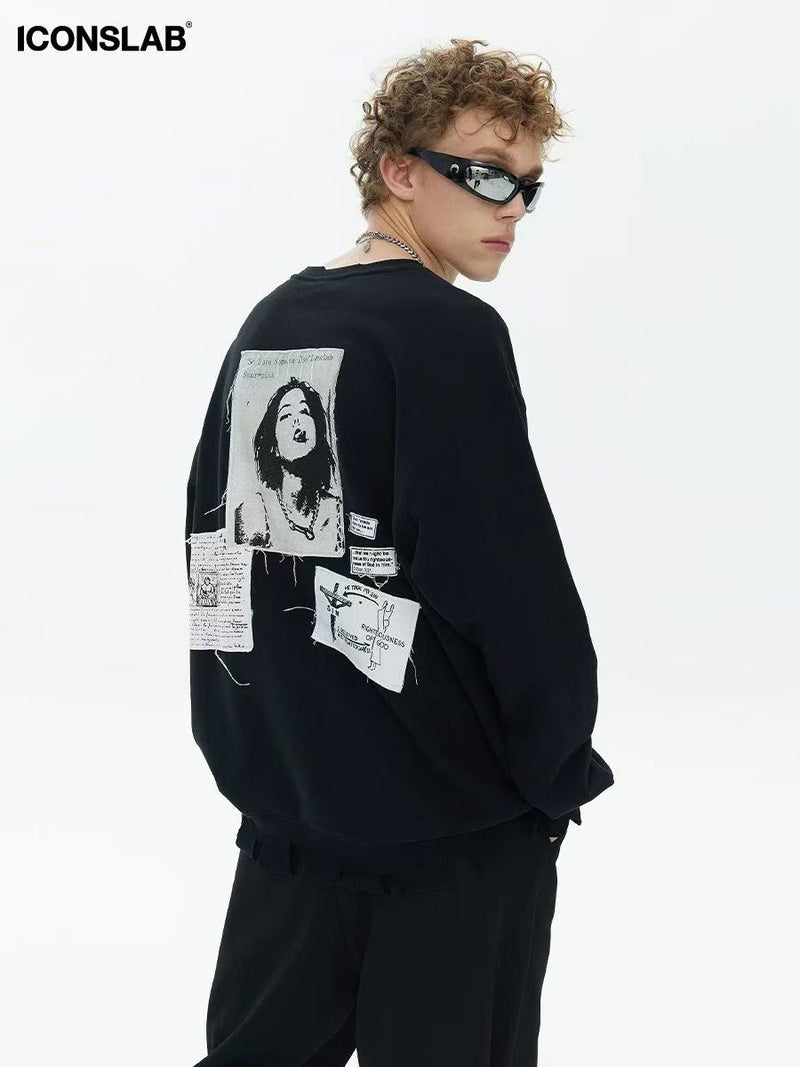 ICONSLAB Portrait Round Neck Sweatshirt