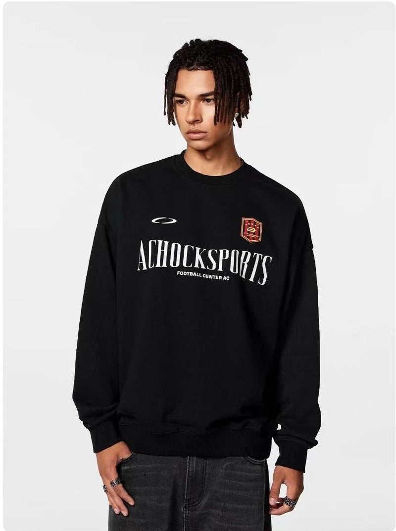 ACHOCK  Round Neck Sport Patchwork Sweatshirt