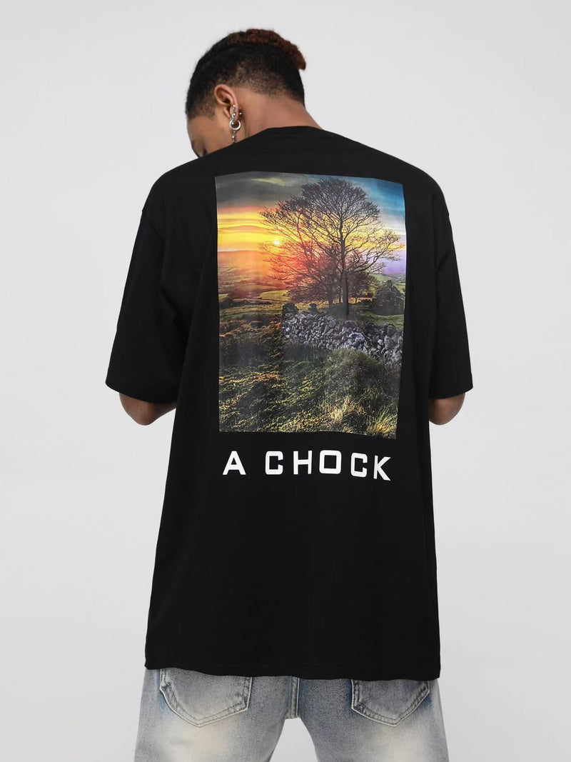 ACHOCK Summer Sunset Print T-shirt