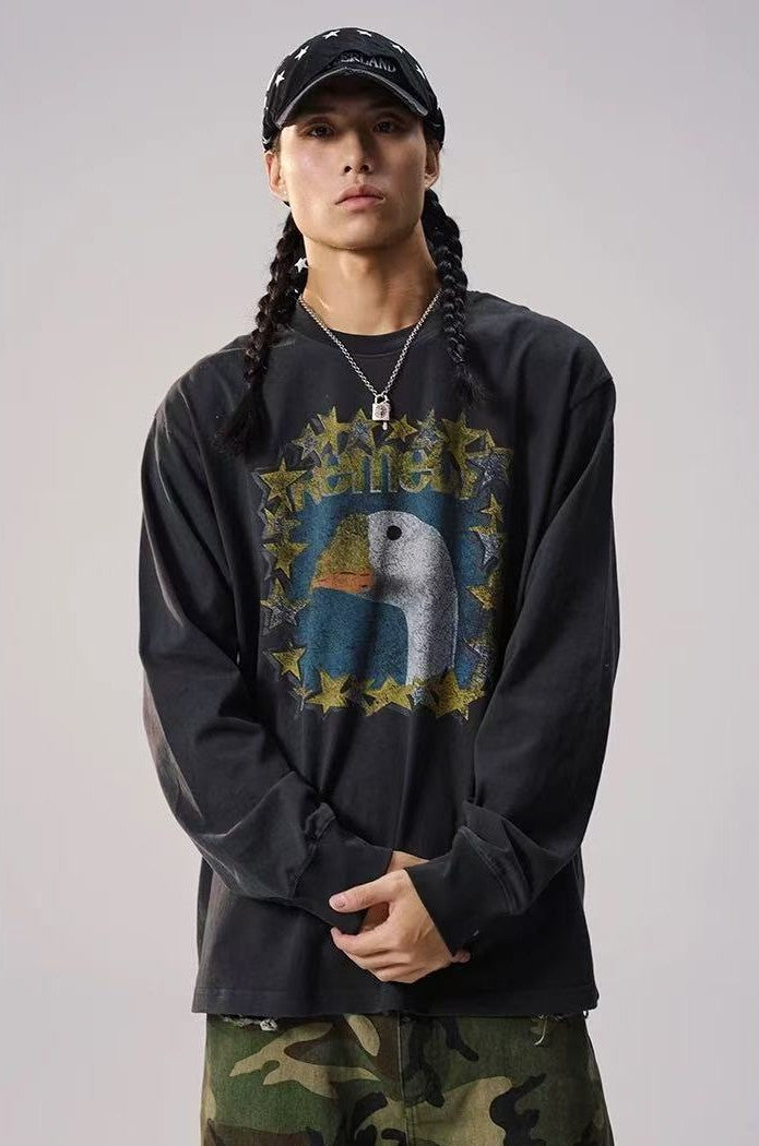 REMEDY Retro Duck Print Long-sleeve Tee