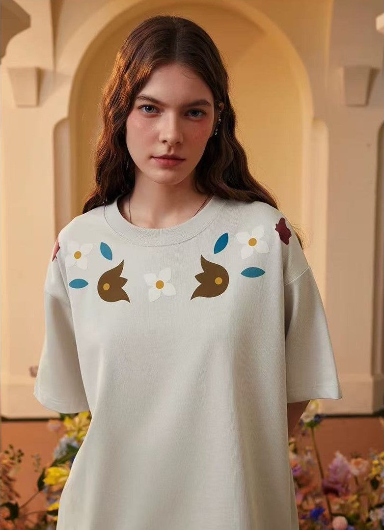 ACHOCK Floral Embroidered T-shirt