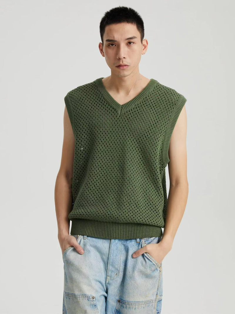 WASSUP Hollow V-neck Wool Vest