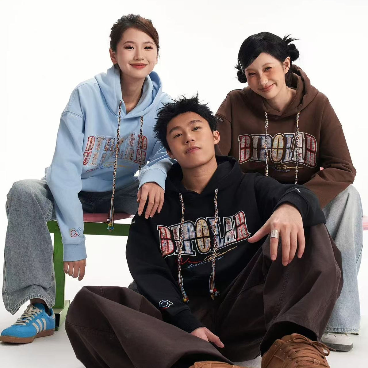 BIPOLAR Rainbow Tassel Appliqué Embroidered Hoodie