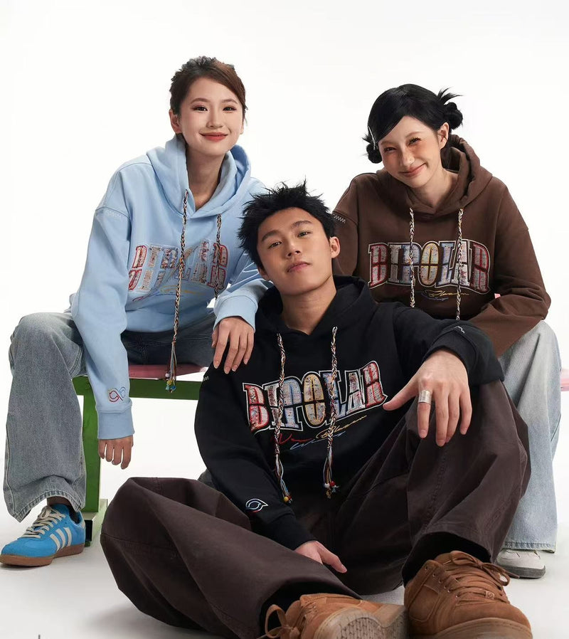 BIPOLAR Rainbow Tassel Appliqué Embroidered Hoodie