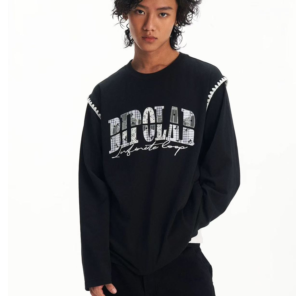 BIPOLAR Lace Polka Dot Patch Long-sleeve T-shirt