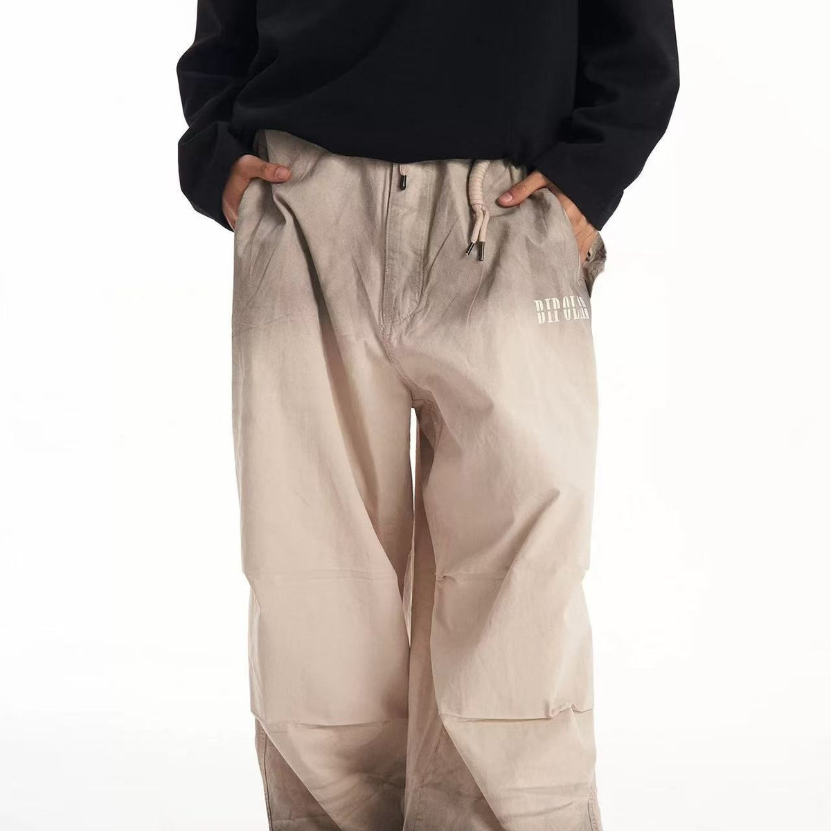 BIPOLAR Washed Wide-leg Spray-painted Pants