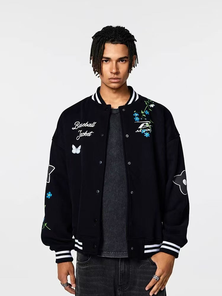 ACHOCK Floral Foam Print Baseball Jersey