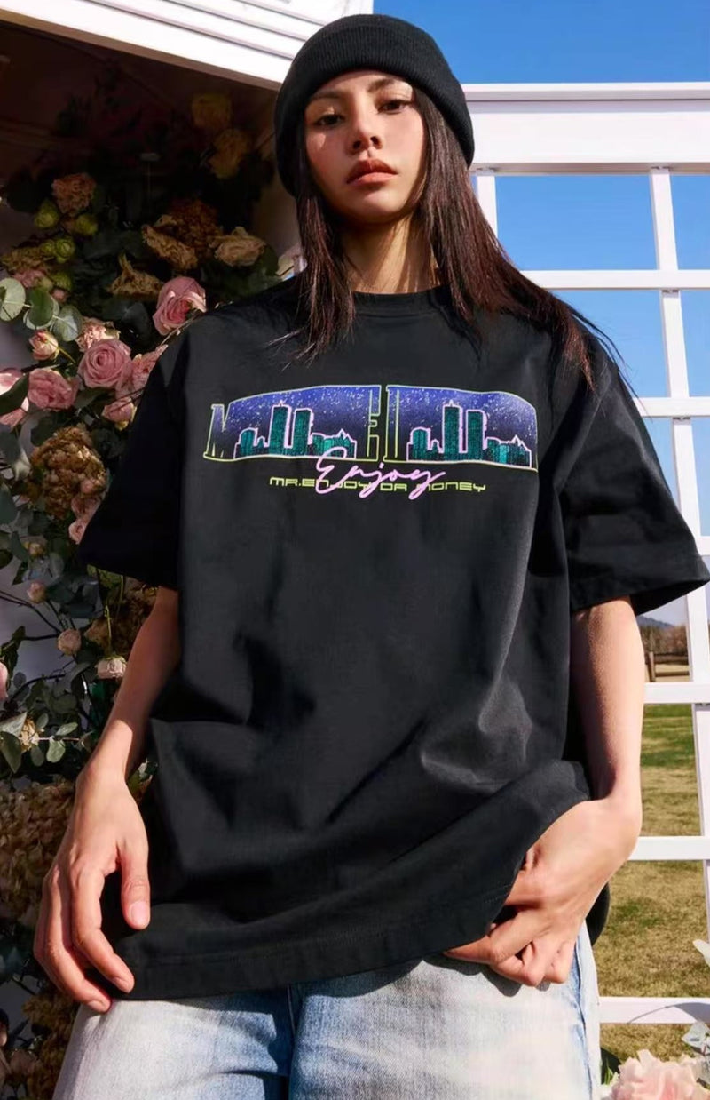 MEDM Sleepless City Printed Short-sleeved T-shirt