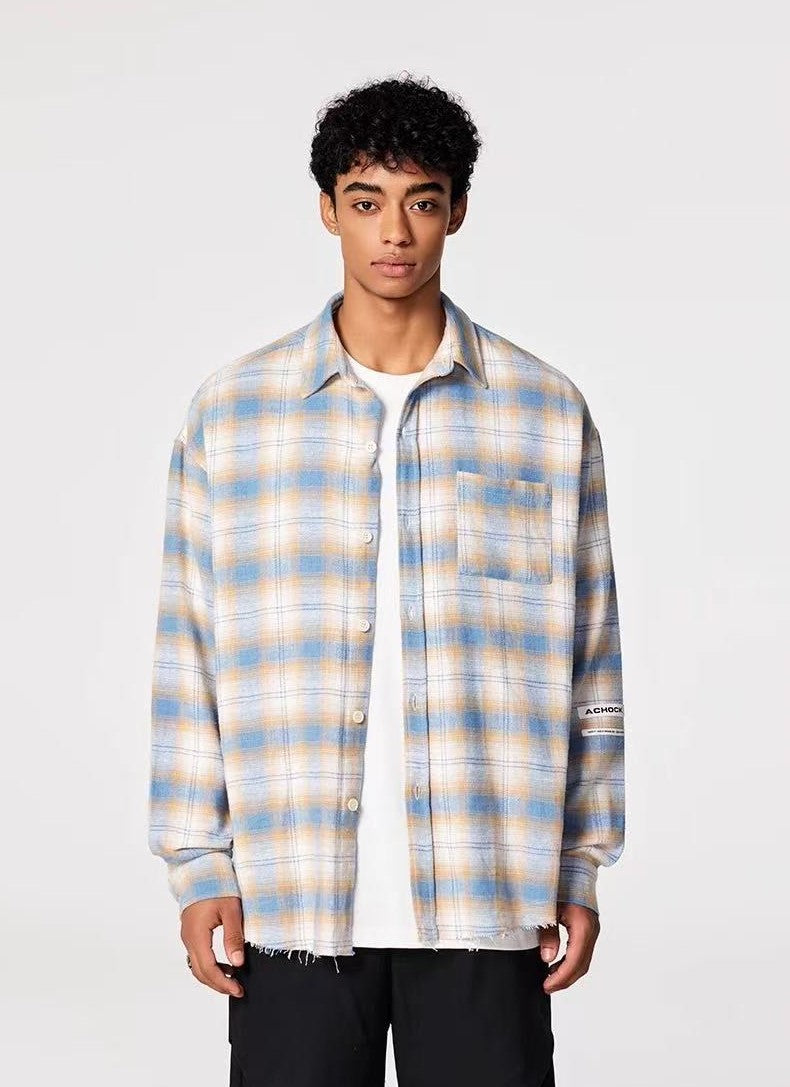 ACHOCK Casual Plaid Long-sleeve Shirt