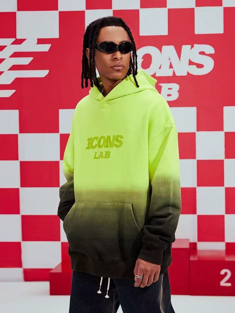 ICONSLAB Gradient Suspender Dyed Logo Hoodie
