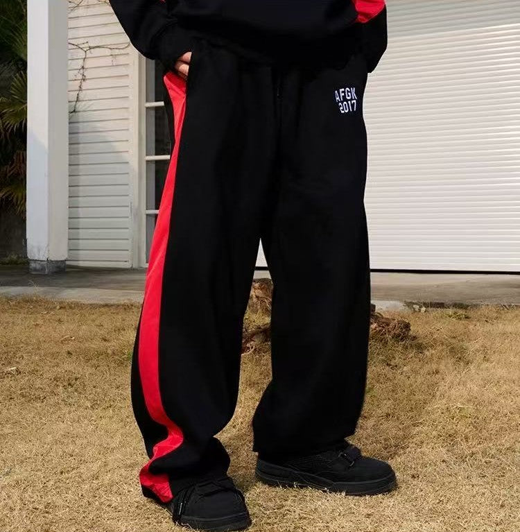 AFGK Loose and Versatile Color Block Casual Trousers