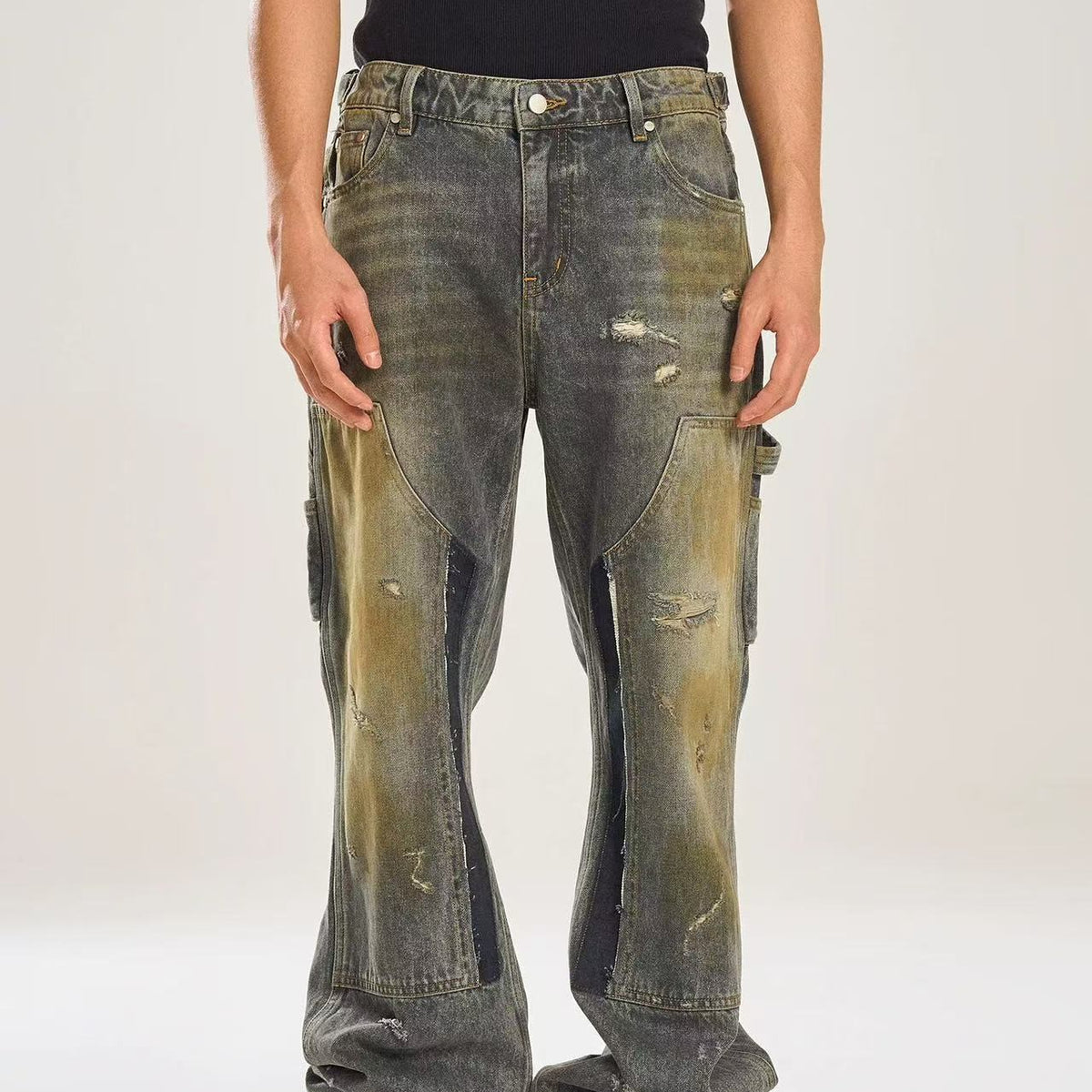 BIPOLAR Washed Dirty Blue Denim Jeans