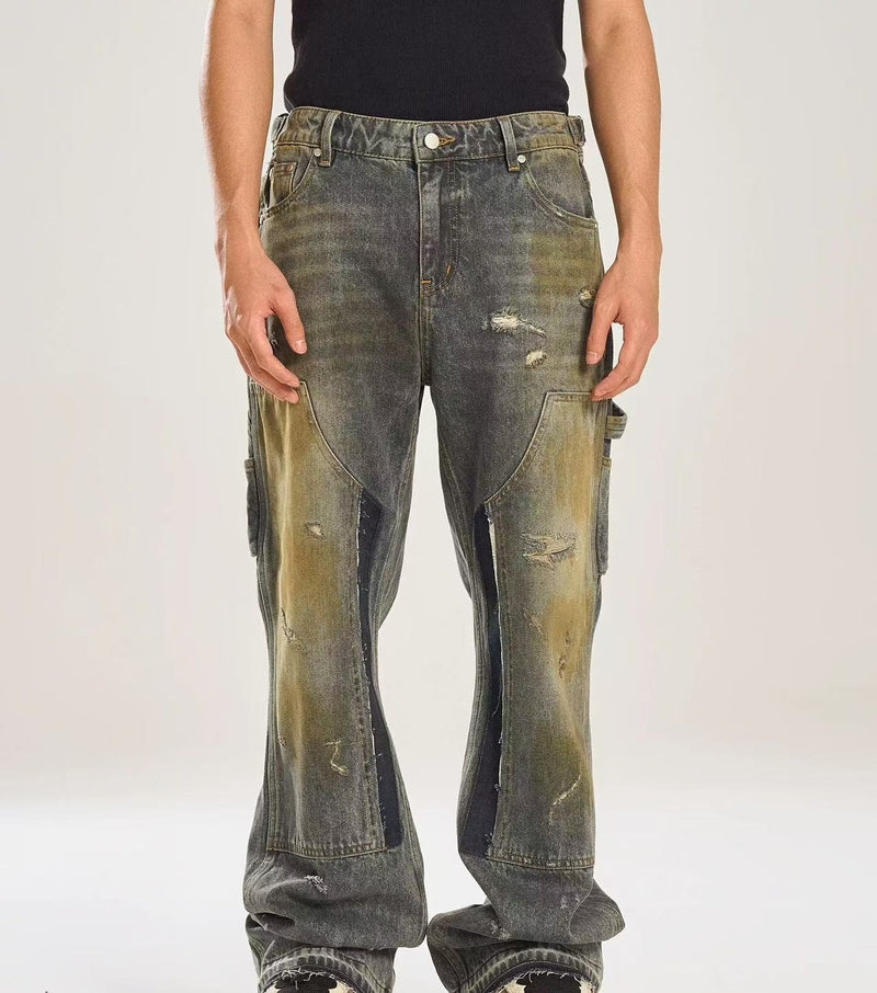 BIPOLAR Washed Dirty Blue Denim Jeans