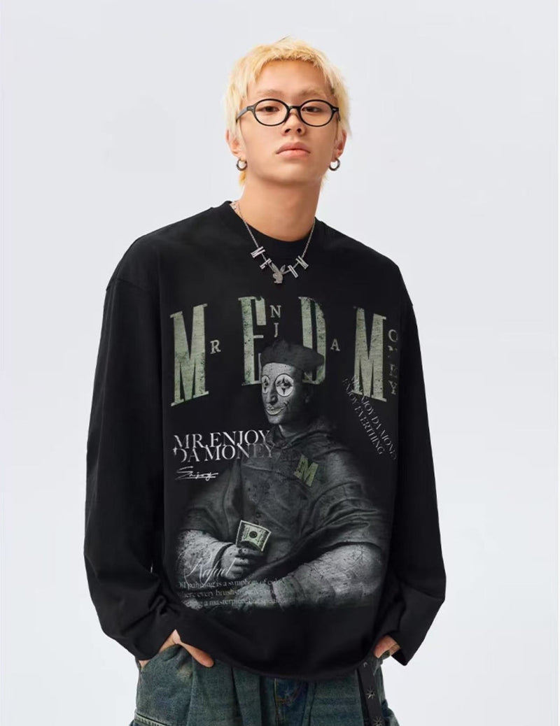 MEDM Spoof Oil Painting Long-sleeved T-shirt