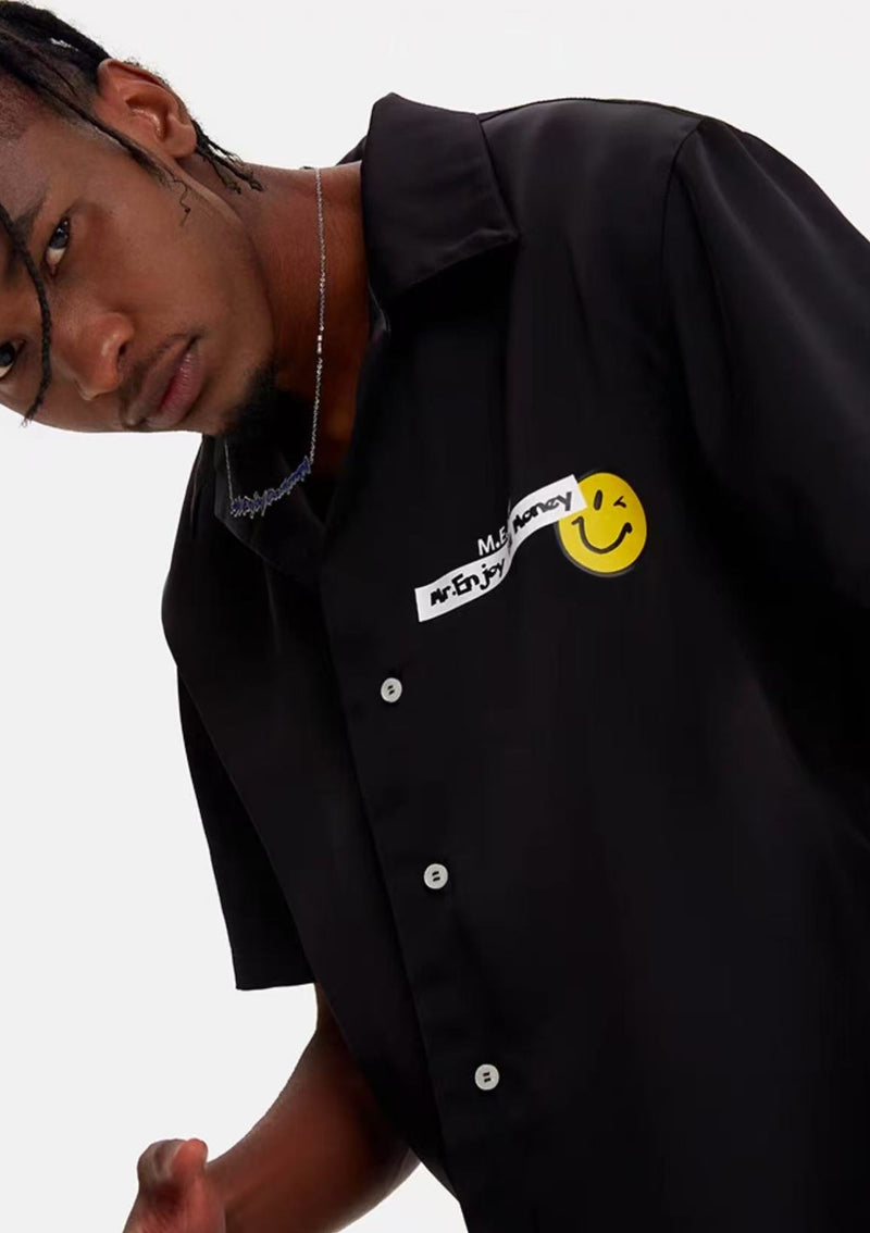 MEDM  Colorful Embroidered Printed Smiley T-shirt