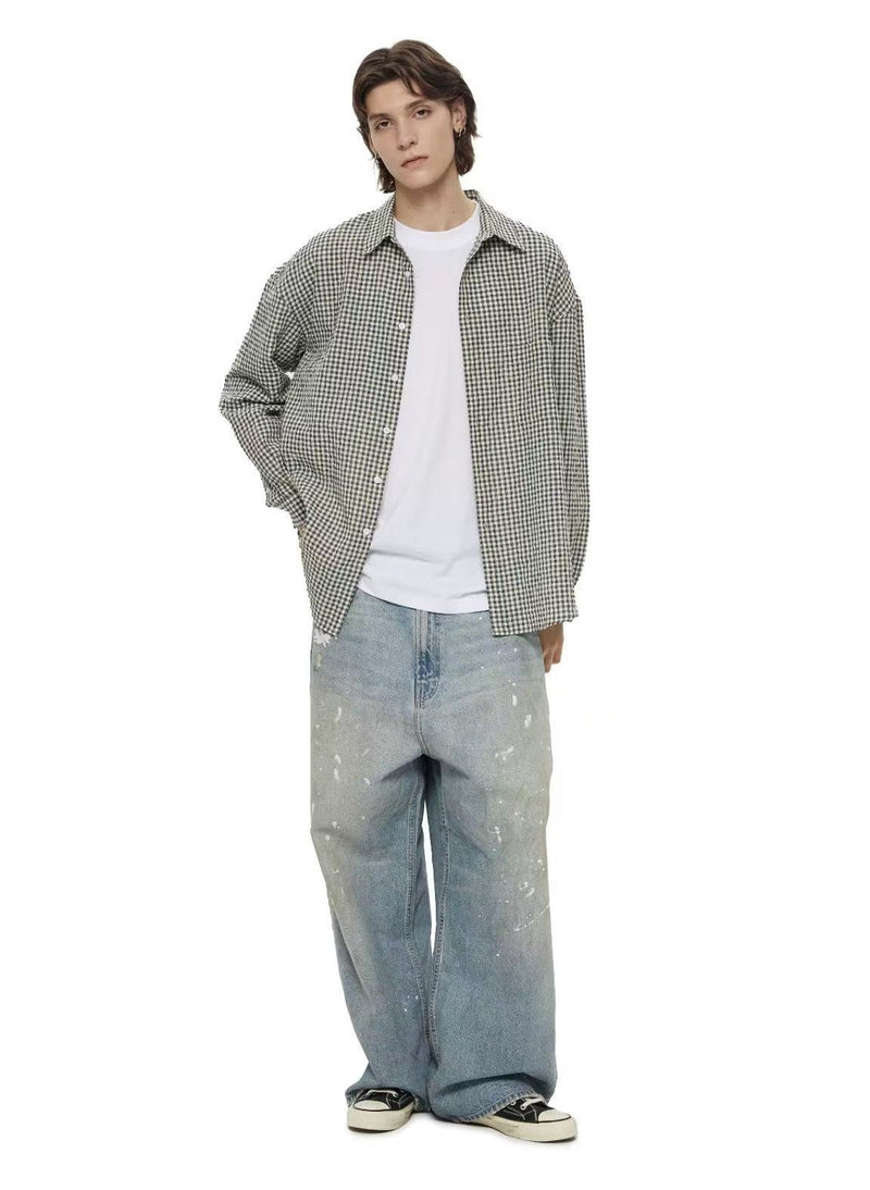 WASSUP Pocket Plaid Long Sleeve Polo