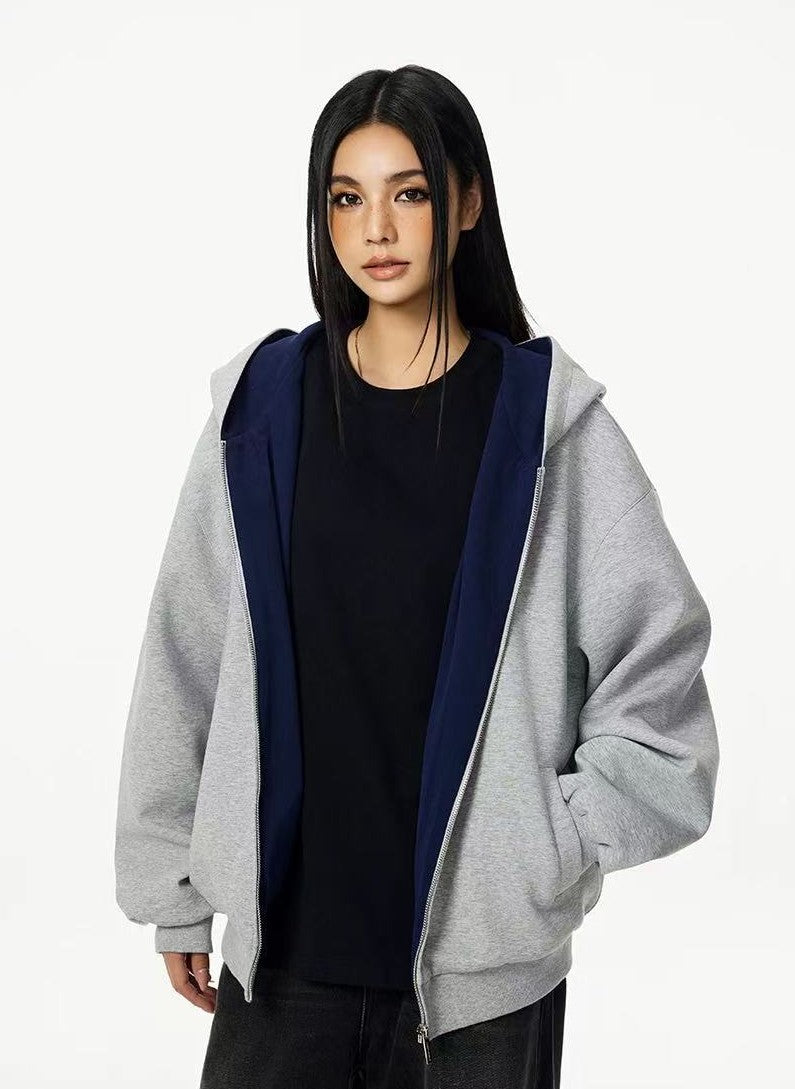 ACHOCK Logo Print Two-tone Hooded Sweatshirt