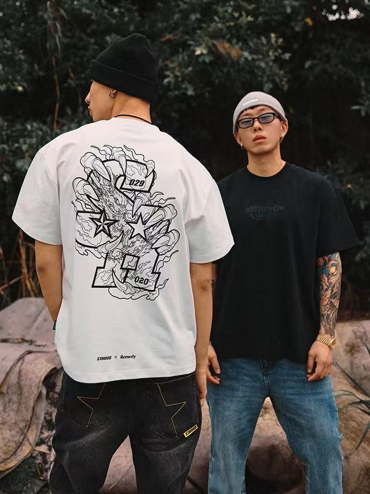 REMEDYxSTA Dragon Claws Letter Print Short-sleeve T-shirt