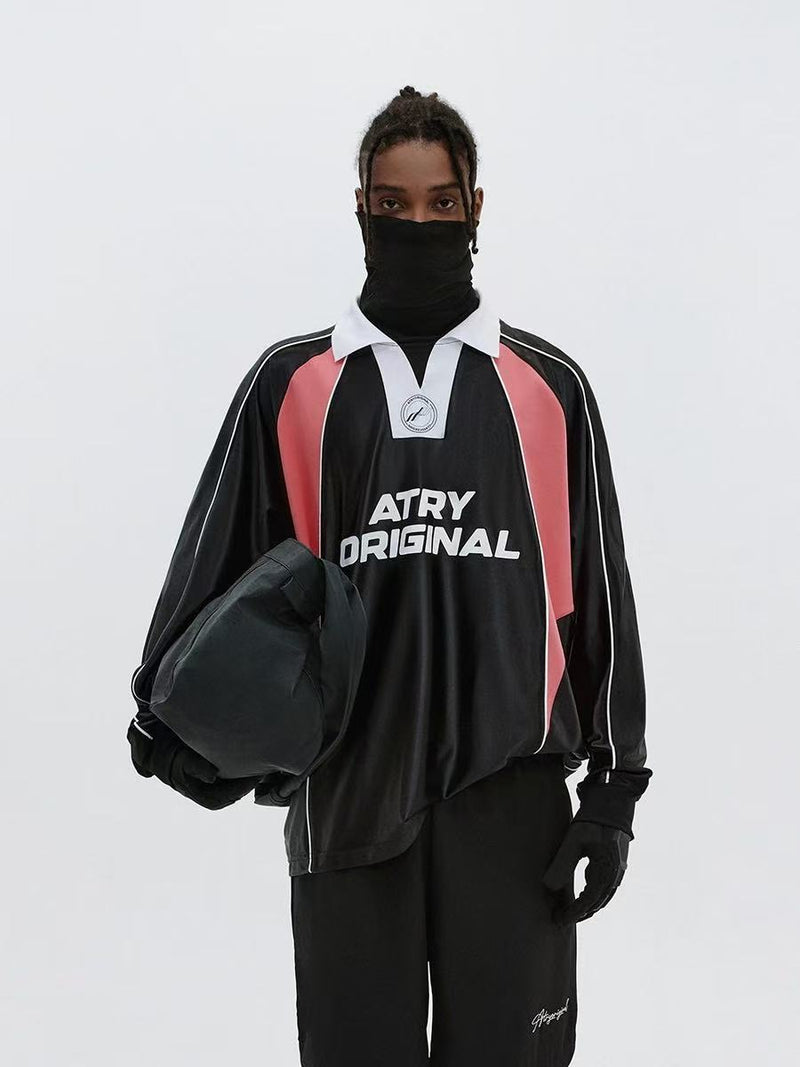 ATRY Contrast Color Patchwork Printed POLO Jersey