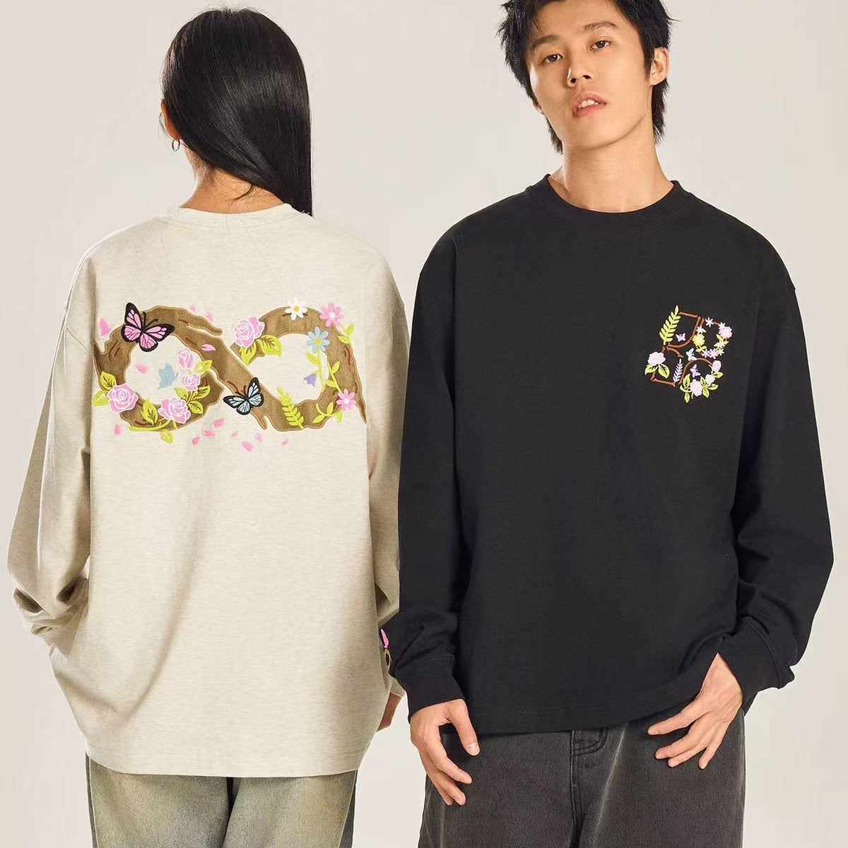 BIPOLAR Embroidered Flower Long-sleeved Sweatshirt