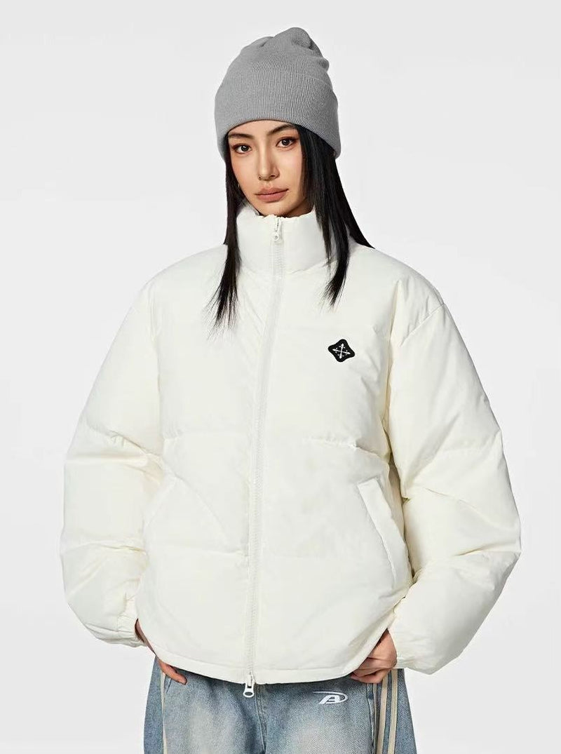 ACHOCK Logo Design Velvet Stand Collar Down Jacket