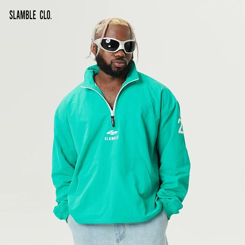 SLAMBLE Lightweight Woven Half-zip Casual Sport Jacket