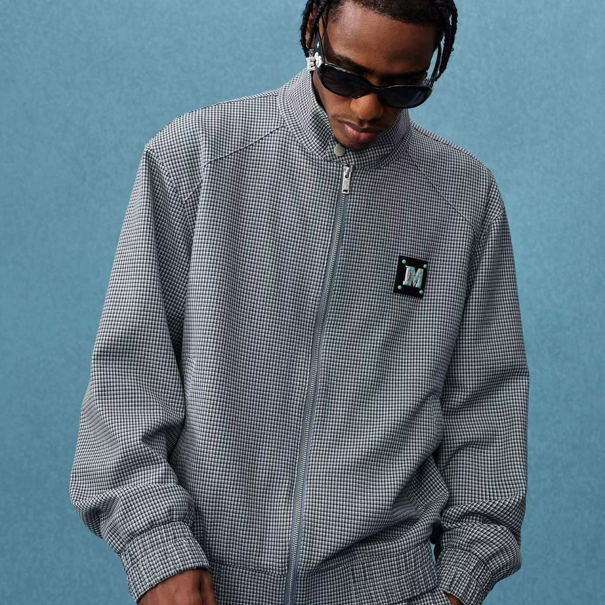 MEDM Houndstooth Stand Collar Casual Jacket