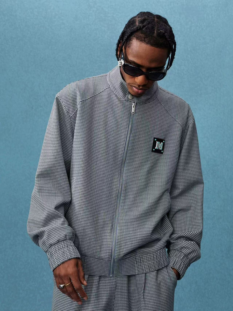 MEDM Houndstooth Stand Collar Casual Jacket