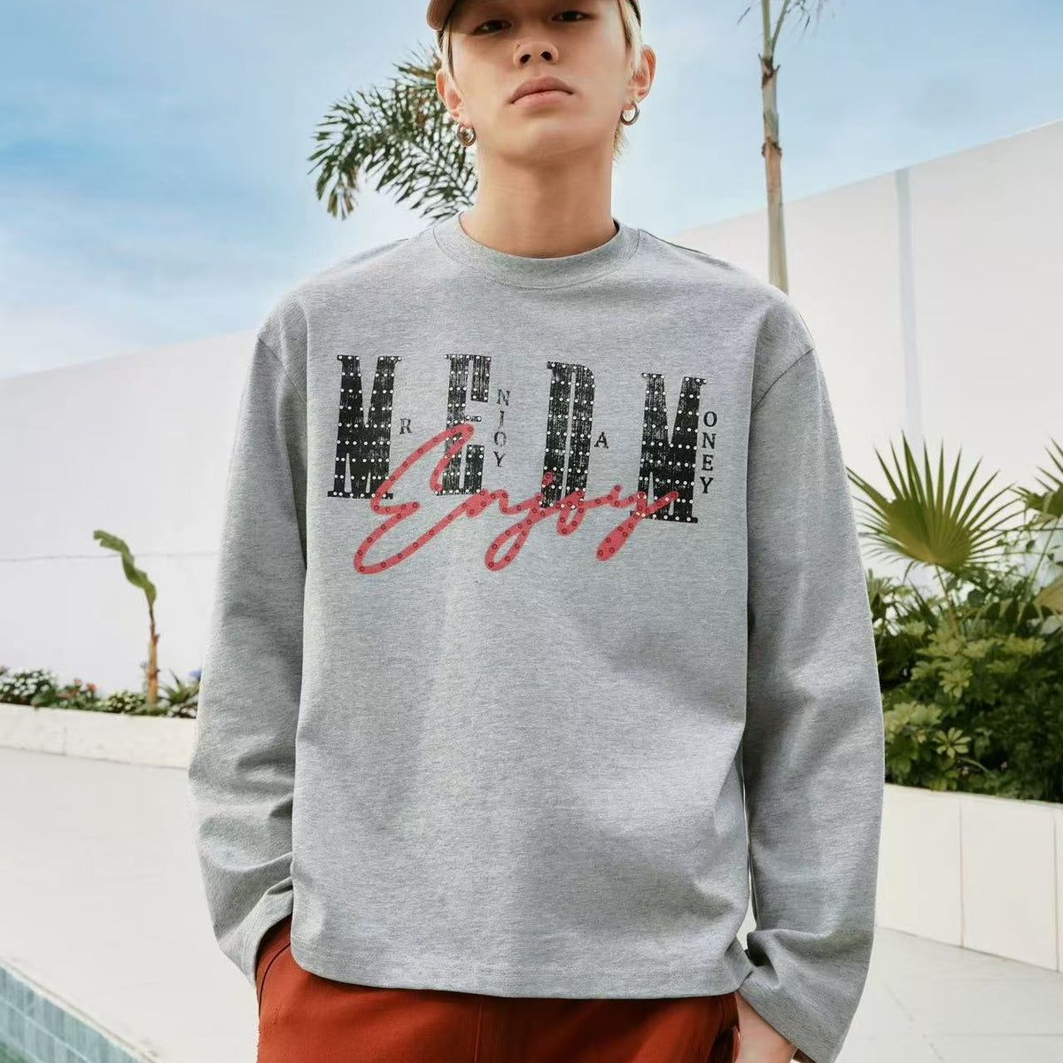 MEDM Washed Cropped Long-sleeve T-Shirt