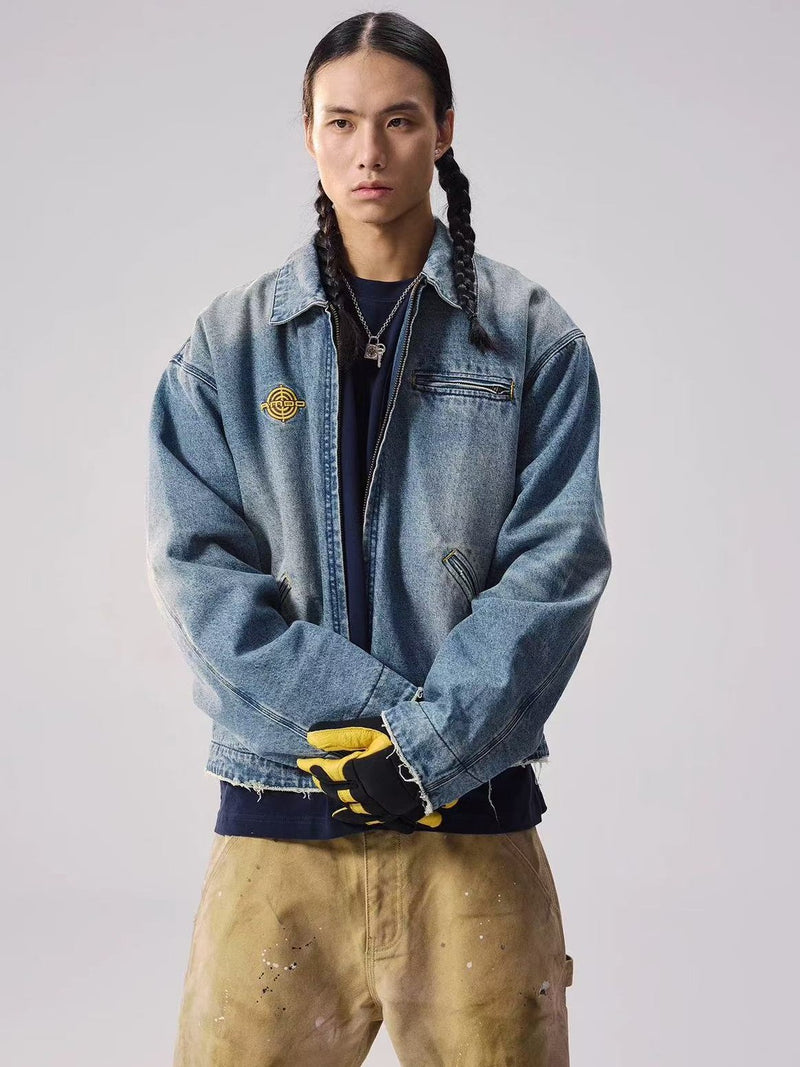 REMEDY Logo Embroidery Retro Denim Jacket