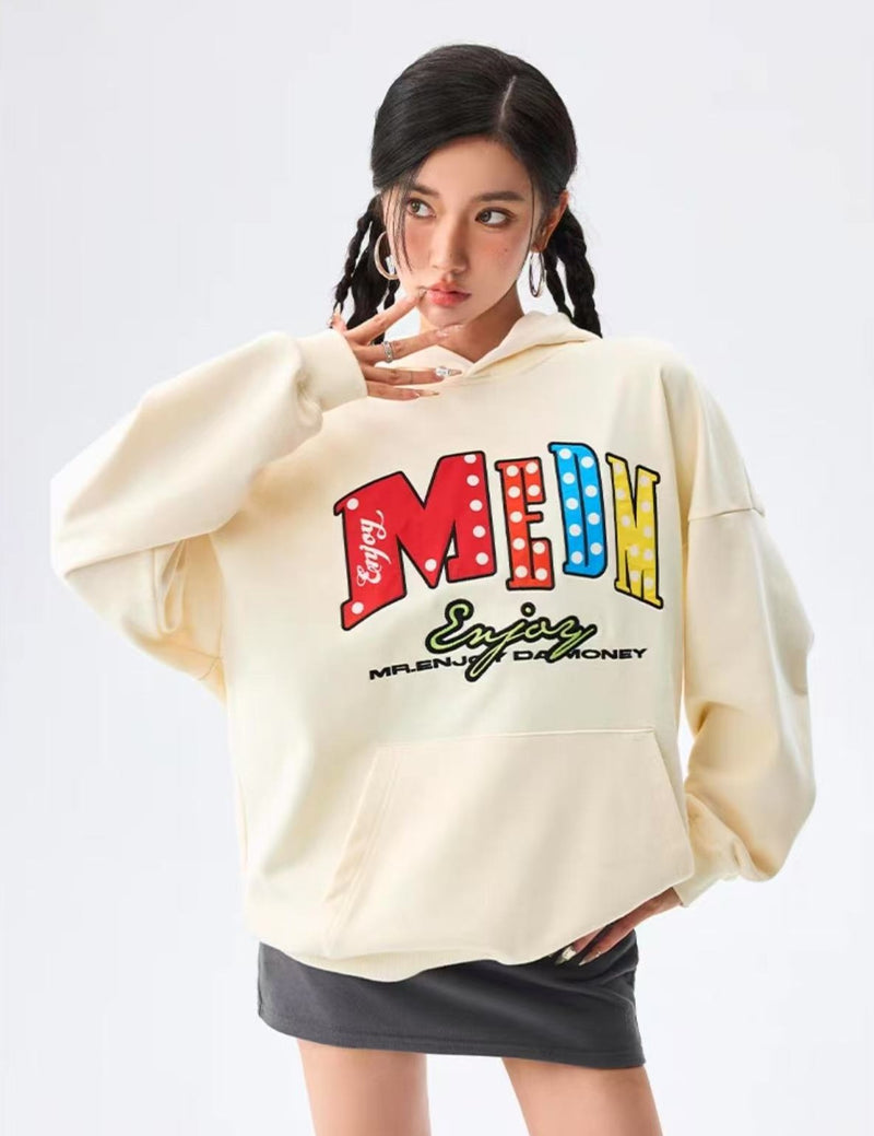 MEDM Neon Color Letter Hoodie