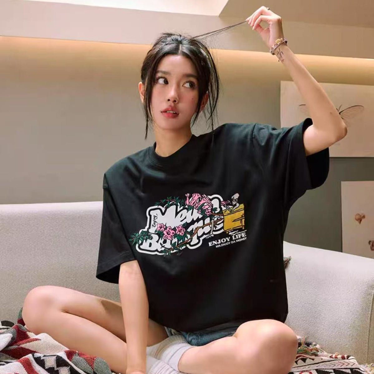 MEDM Embroidered Printed Short-sleeved T-shirt