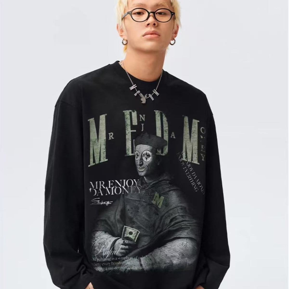 MEDM Spoof Oil Painting Long-sleeved T-shirt