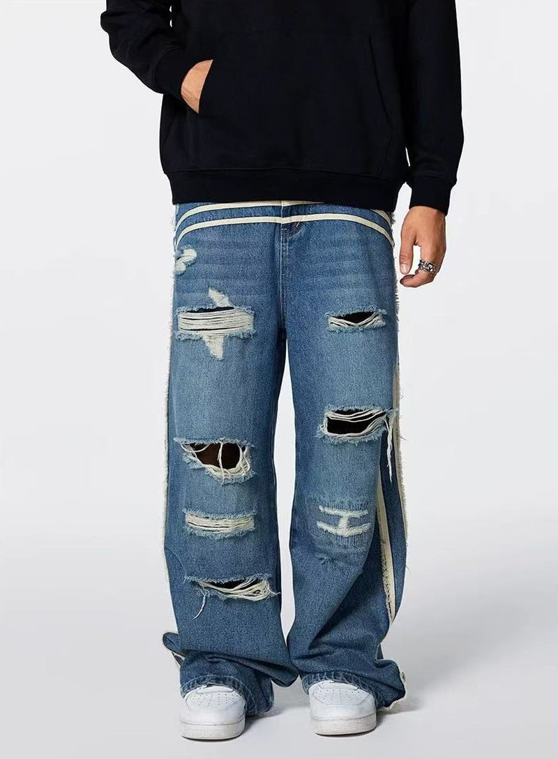 ACHOCK Washed Ripped Distressed Jeans