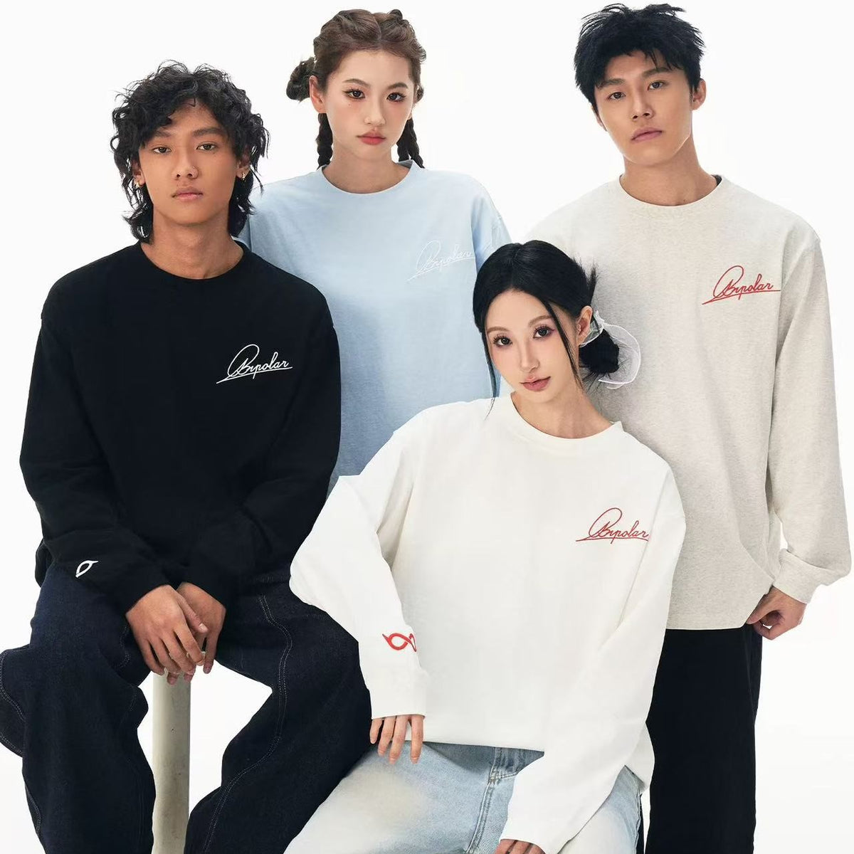 BIPOLAR Handwritten LOGO Long-sleeved T-shirt